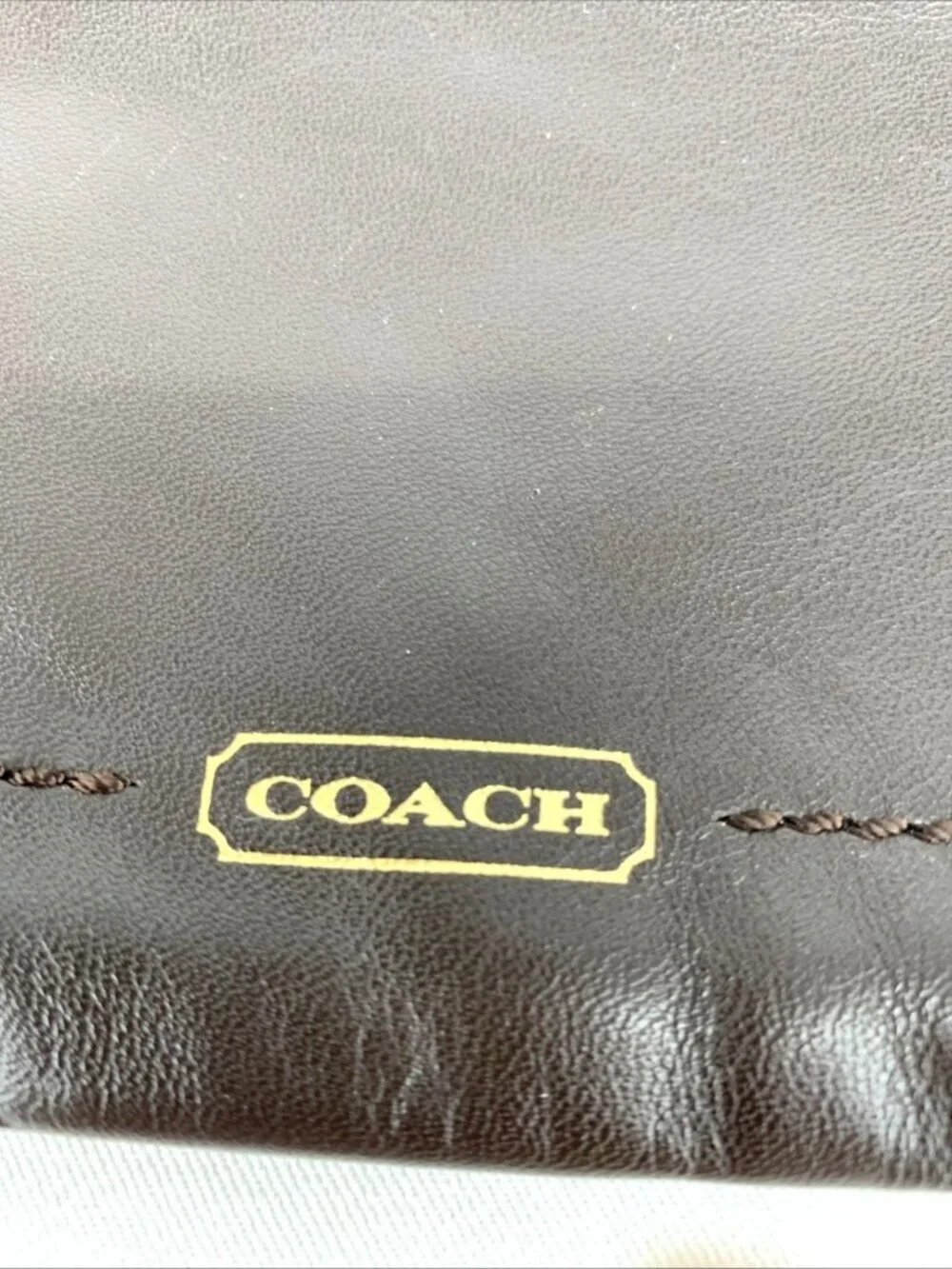 Coach Campbell Leather Wristlet Brown